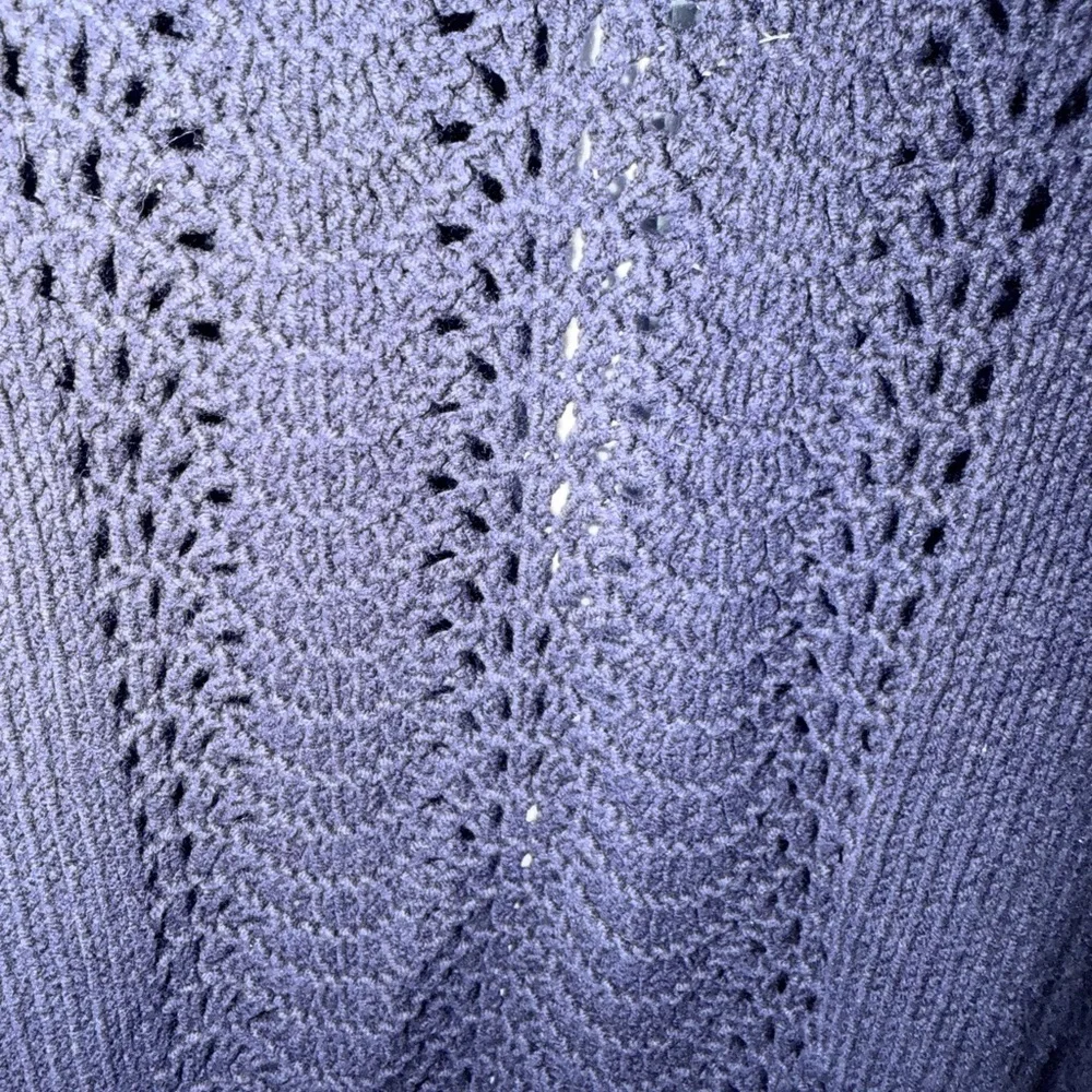 Skies Are Blue Navy Open Front Knit Cardigan Women’s L Textured Pocket Sweater